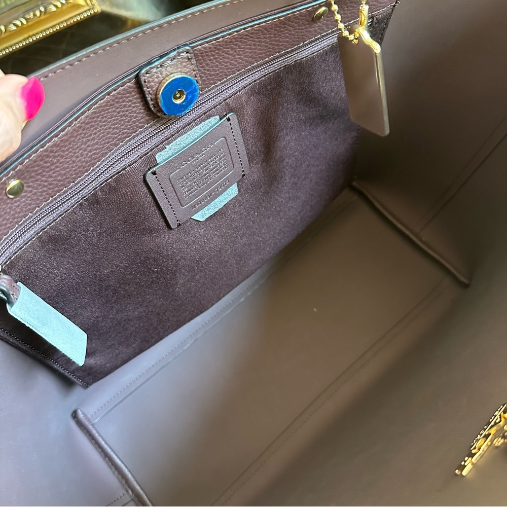 🛑STOP🛑 🛍️🛍️ NWT COACH LARGE BLACK LEATHER TOTE STYLE HANDBAG 💛 NEW - Picture 13 of 15